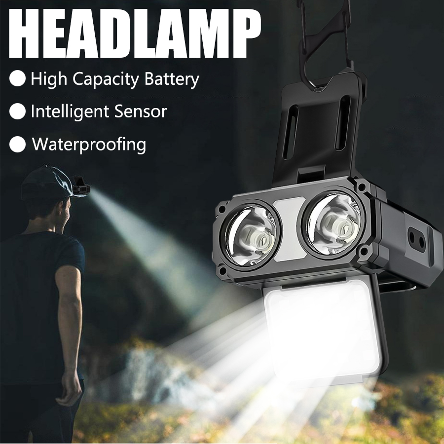 Fishing Hat - Sensor cob led farol tampa clipe